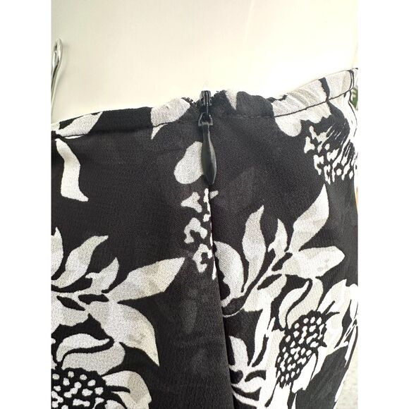 Jaclyn Smith Vintage 90s Black and White Floral Midi Slip Skirt size Large - Picture 5 of 7